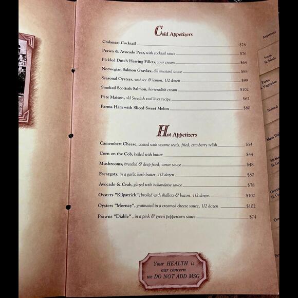 Vtg Hong Kong JIMMY’S KITCHEN MENU RARE HTF LUXURY DINING 9x12” - Picture 7 of 16